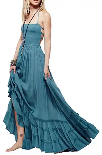 Womens Summer Boho Sexy Backless Long Dresses