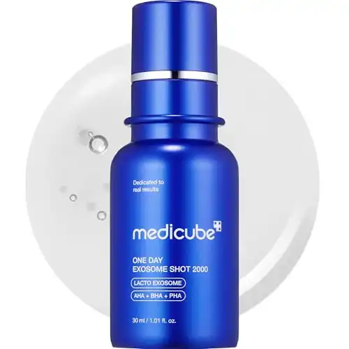Medicube Zero Exosome Shot 2,000 PPM Spicule Facial Serum | Liquid Skin Booster Serum | Exosome, AHA+BHA+PHA | Pore Care, Dead Skin Cells, Skin Texture | Korean Skin Care 1.01 fl.oz