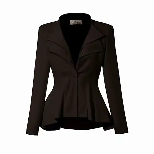 Casual Work Office Dressy Double Lapel Single Button Peplum Comfortable Blazer