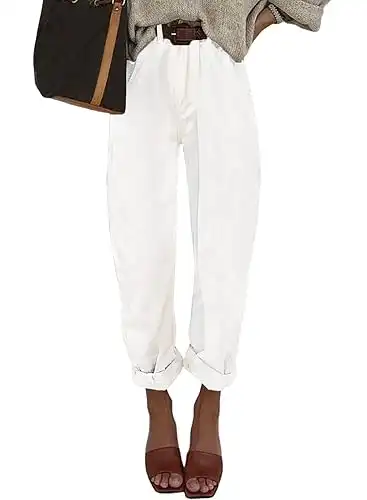 Womens High Waisted Baggy Jeans Boyfriend Cropped Loose Denim Pants