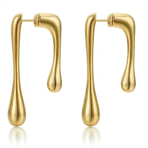 14K Gold Plated Earrings for Women Girls Dainty Pendant Earrings with 925 Sterling Silver Post Jewelry Gifts