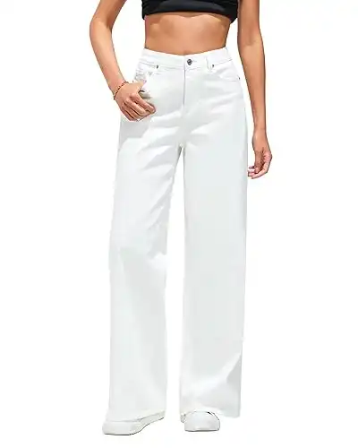 Wide Leg Jeans for Women High Waisted Stretchy Denim Jeans Fashion Baggy Trouser Jean Pants with Pockets