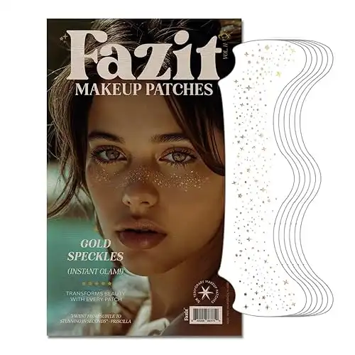 Fazit Makeup Patches – Gold – Face Glitter Makeup Speckles – Glow Up Makeup Patches – Face Glitter Speckles Patches – Cute Glitter Makeup Accessories for Women – Co...