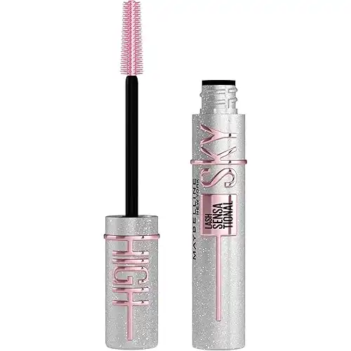 Maybelline Lash Sensational Sky High Glitter Mascara, Diamond Effect Eye Makeup for Lashes and Brows, Washable, Space Diamond